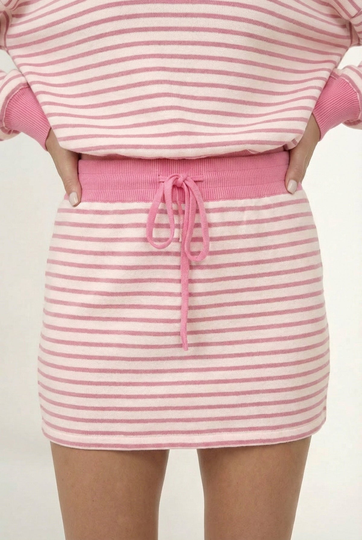 Striped Polo Skort Set – Collared Top & Built-in Shorts