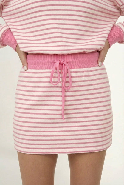 Striped Polo Skort Set – Collared Top & Built-in Shorts