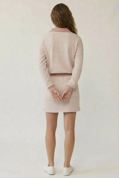 Striped Polo Skort Set – Collared Top & Built-in Shorts
