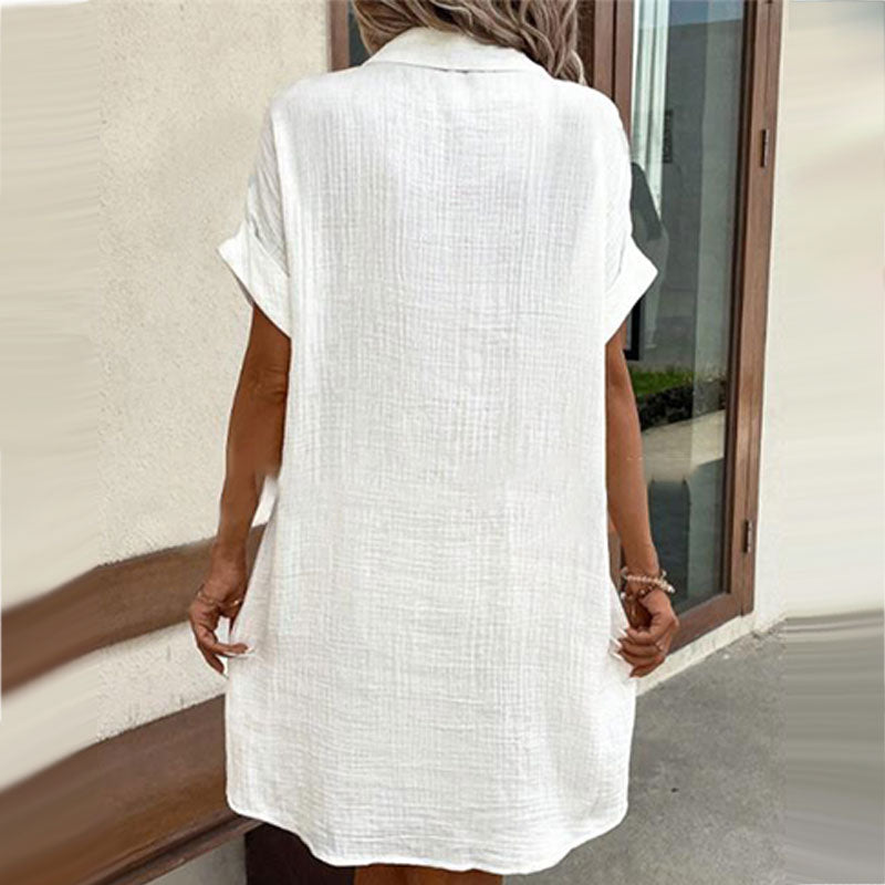 Women's Button Front Short Sleeve Shirt Dress