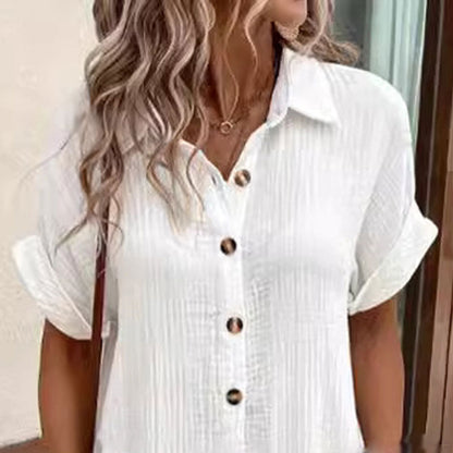 Women's Button Front Short Sleeve Shirt Dress