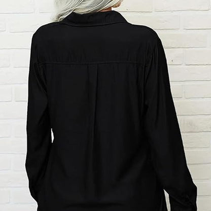 Women's Solid Lapel Button Down Shirt