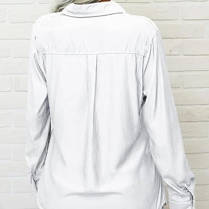 Women's Solid Lapel Button Down Shirt