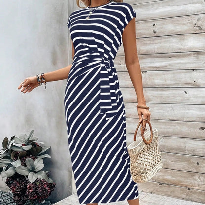 Knot Front Midi Dress – Leopard Print, Tummy-Flattering Fit