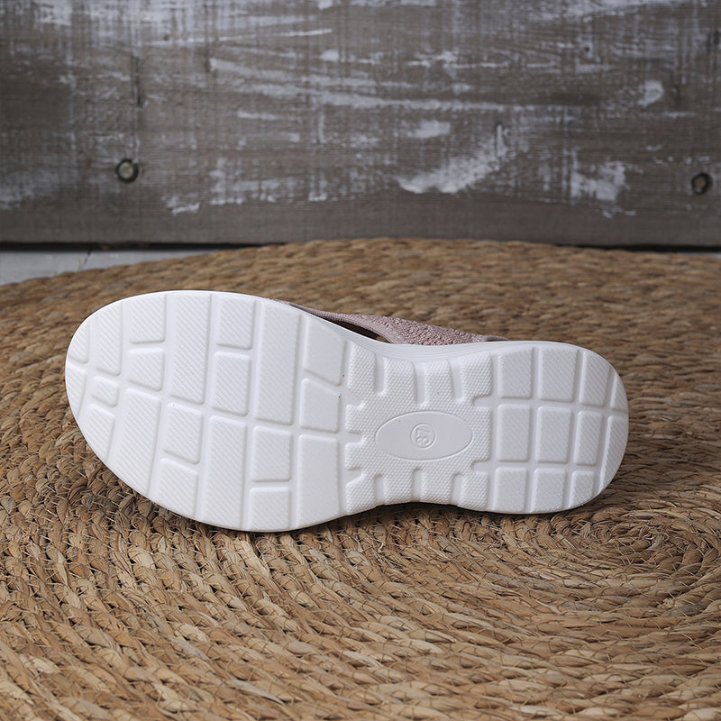 Breathable Knit Platform Sandals – Chunky Sole, Slip-On Style