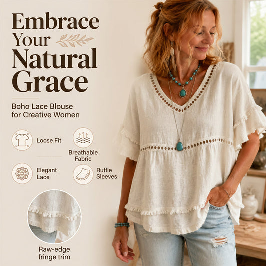 Women's Bohemian V Neck Embroidered Blouse