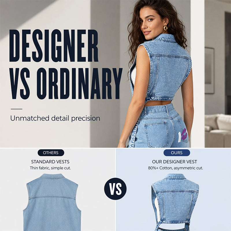 Women's Longline Sleeveless Denim Vest Jacket