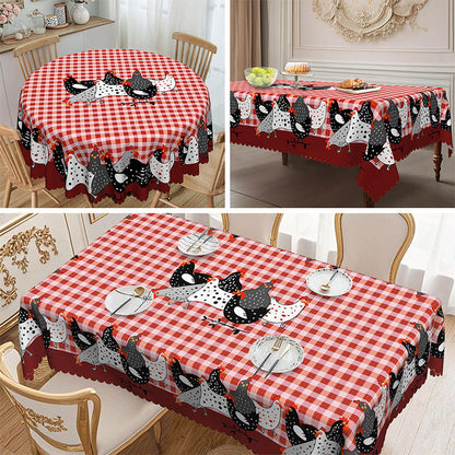 Farmhouse Rooster Plaid Tablecloth