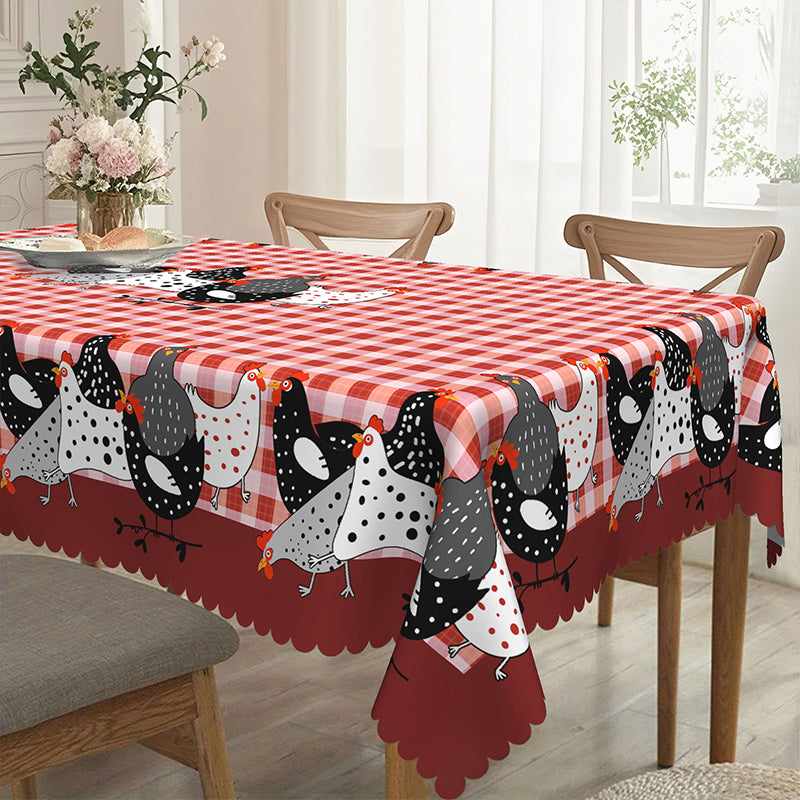 Farmhouse Rooster Plaid Tablecloth