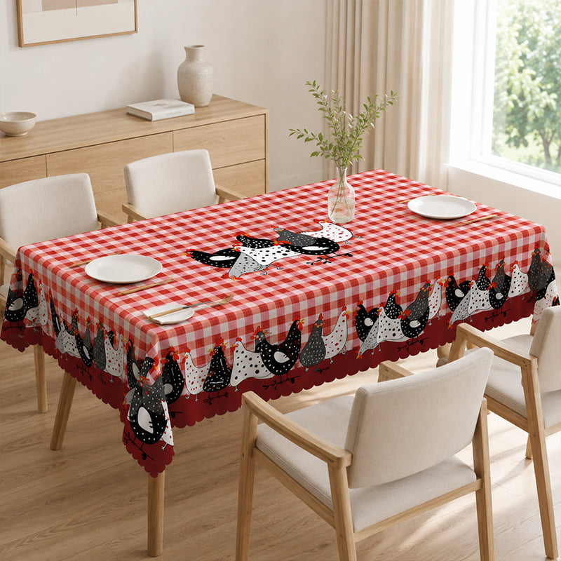 Farmhouse Rooster Plaid Tablecloth
