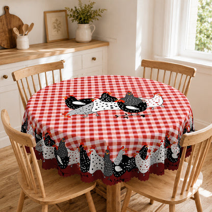 Farmhouse Rooster Plaid Tablecloth