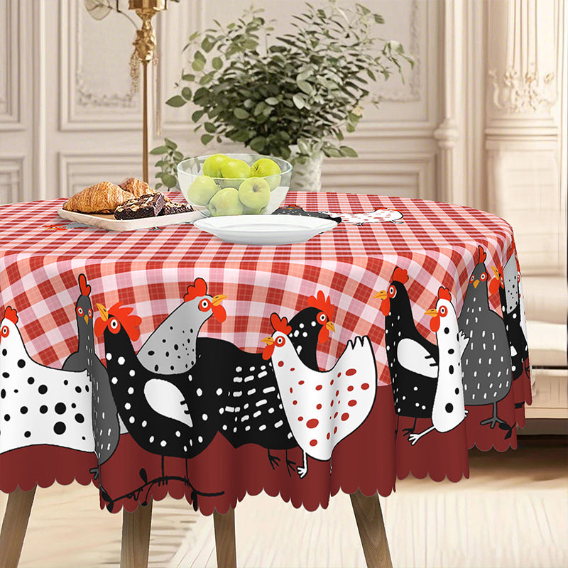 Farmhouse Rooster Plaid Tablecloth