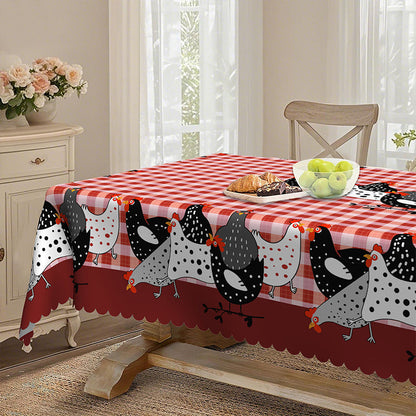 Farmhouse Rooster Plaid Tablecloth