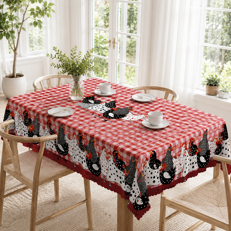 Farmhouse Rooster Plaid Tablecloth
