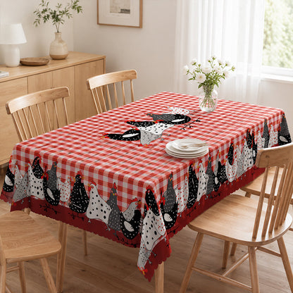 Farmhouse Rooster Plaid Tablecloth