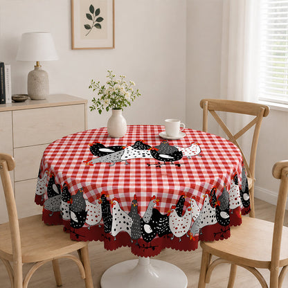 Farmhouse Rooster Plaid Tablecloth