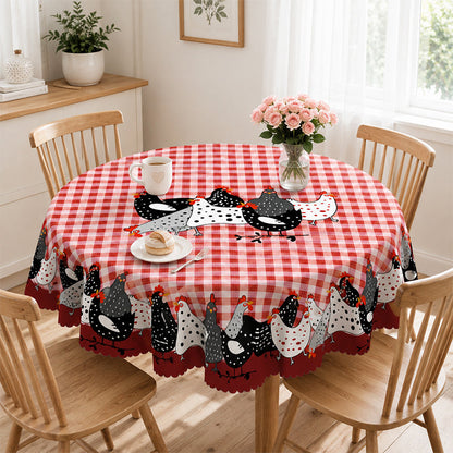 Farmhouse Rooster Plaid Tablecloth