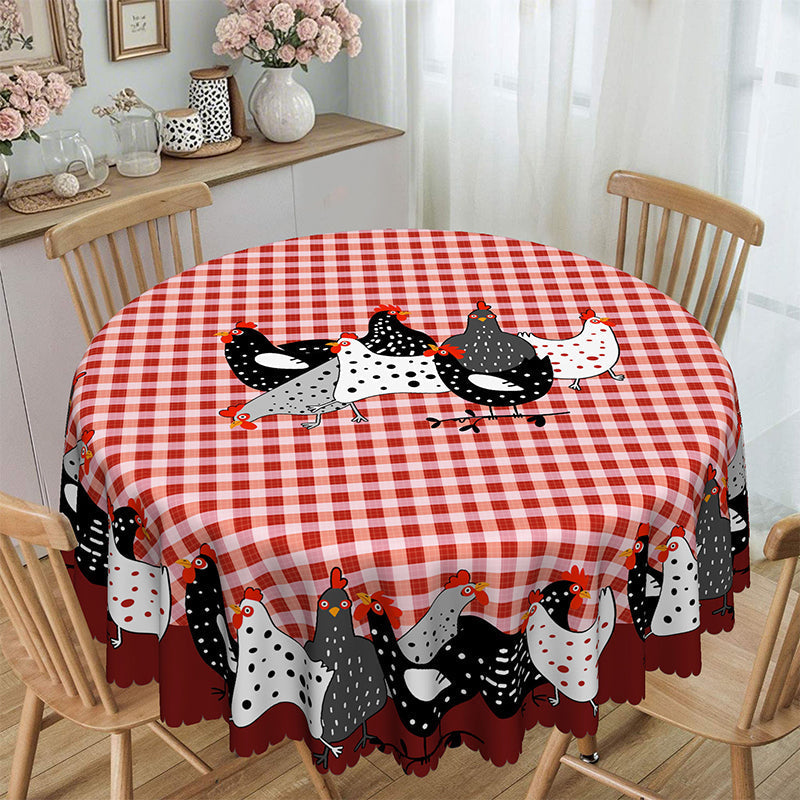Farmhouse Rooster Plaid Tablecloth