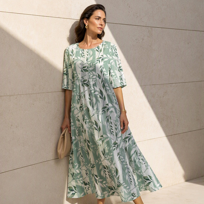 Women's Casual Floral Print Maxi Dress with Pockets