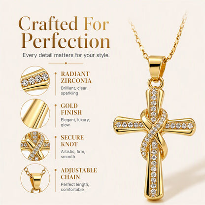 Sparkling Twisted Cross Pendant Necklace