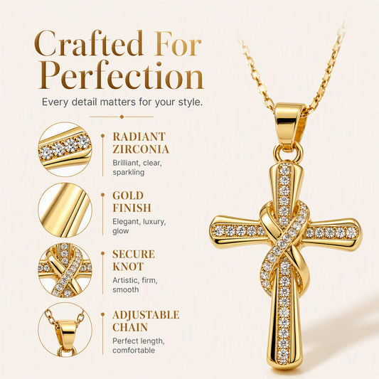 Sparkling Twisted Cross Pendant Necklace