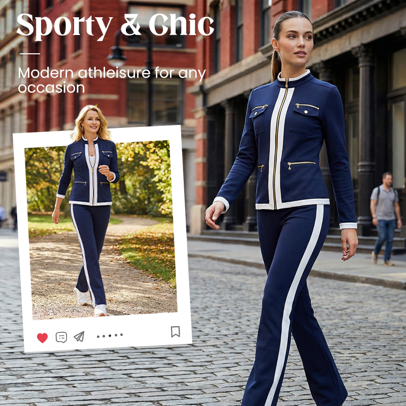 Women's 2-Piece Color Block Tracksuit Set