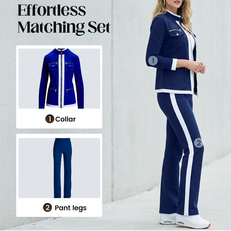 Women's 2-Piece Color Block Tracksuit Set