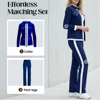 Women's 2-Piece Color Block Tracksuit Set