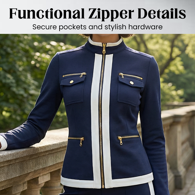 Women's 2-Piece Color Block Tracksuit Set