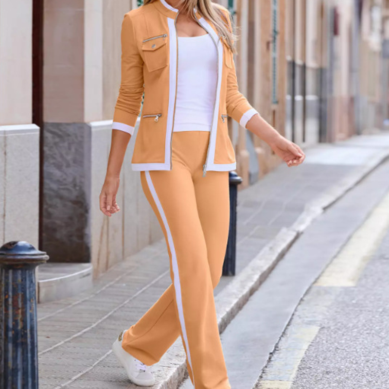 Women's 2-Piece Color Block Tracksuit Set