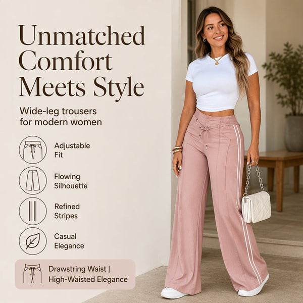 Women's Wide-Leg Drawstring Pants – Casual High-Waisted Relaxed Fit