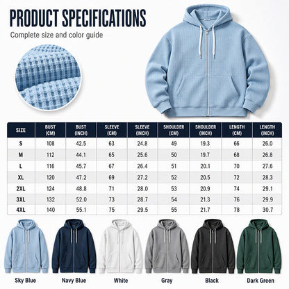 Men's Waffle Knit Full-Zip Hooded Sweatshirt