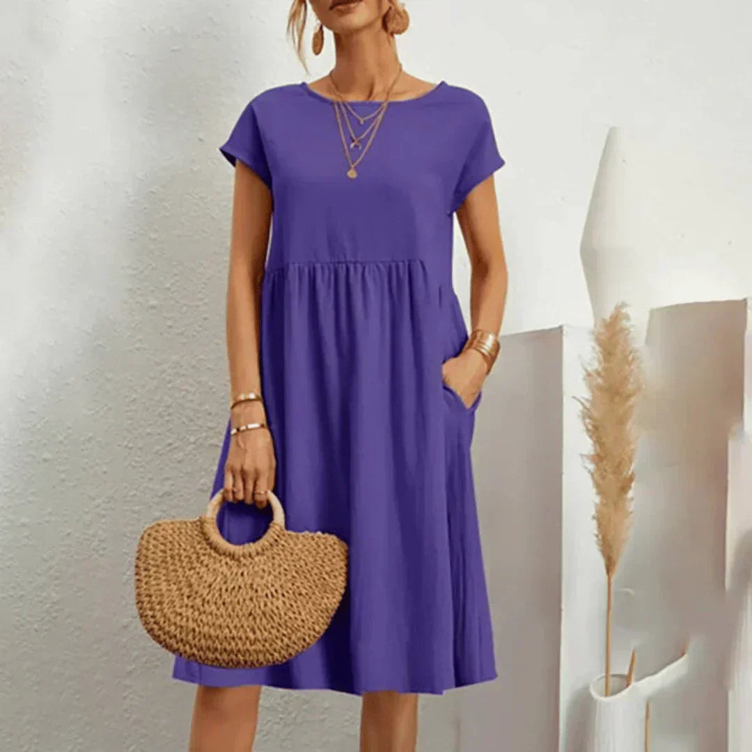 Tessie Floral Midi Dress — Cap Sleeve Women's A-Line Dress